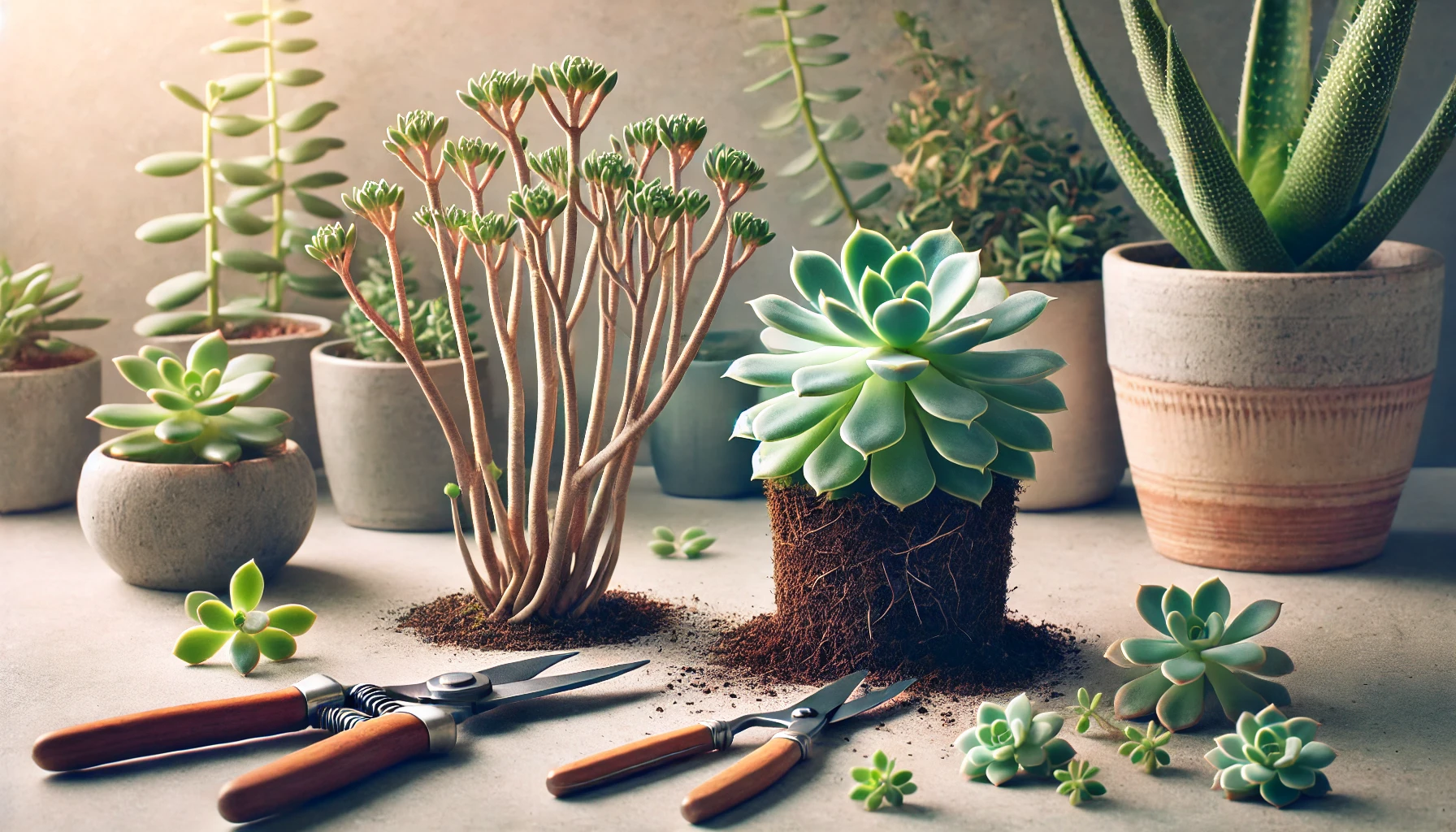 多肉植物の徒長を仕立て直し