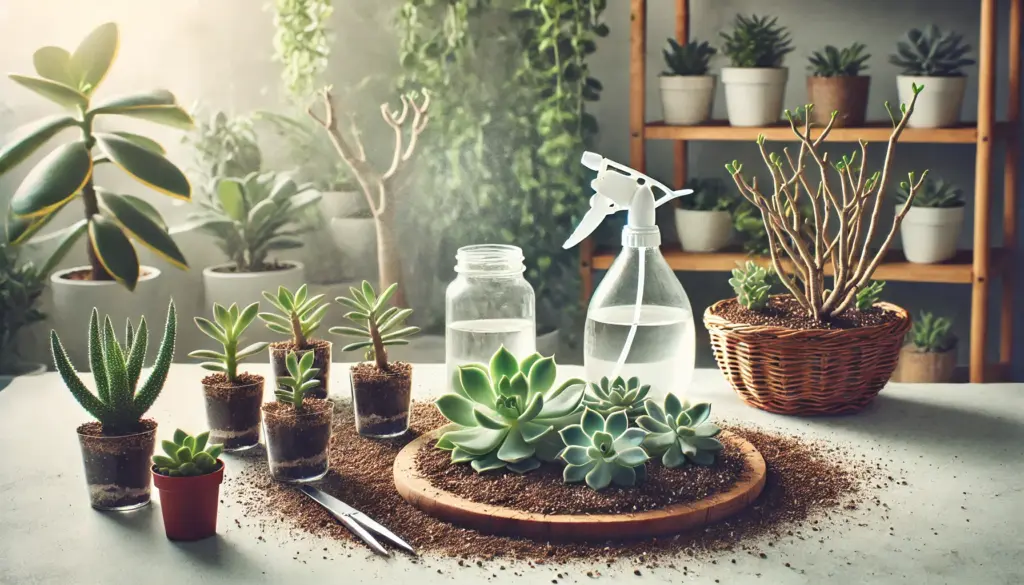 多肉植物の徒長を仕立て直し